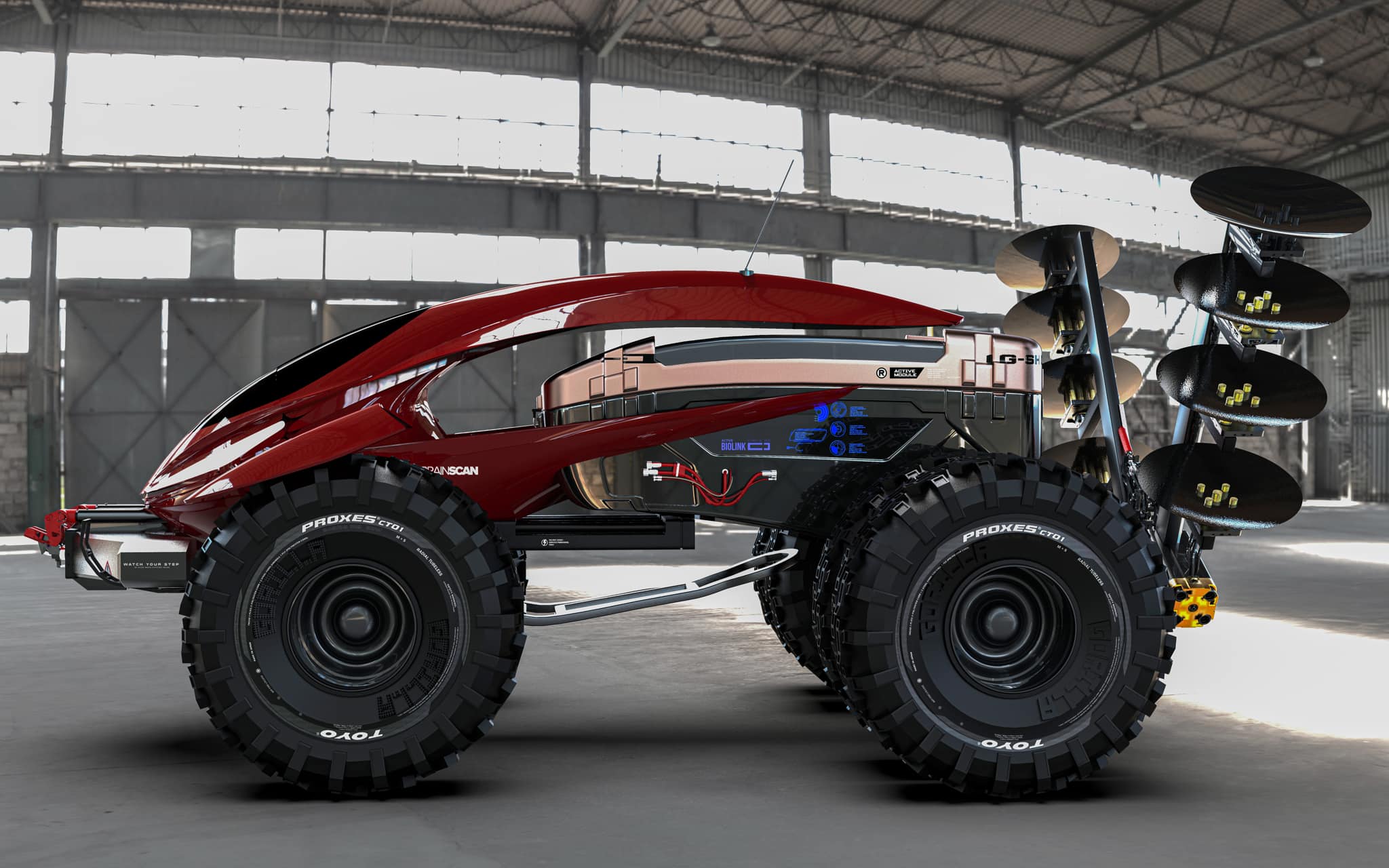 Futuristic 3D vehicle hero render