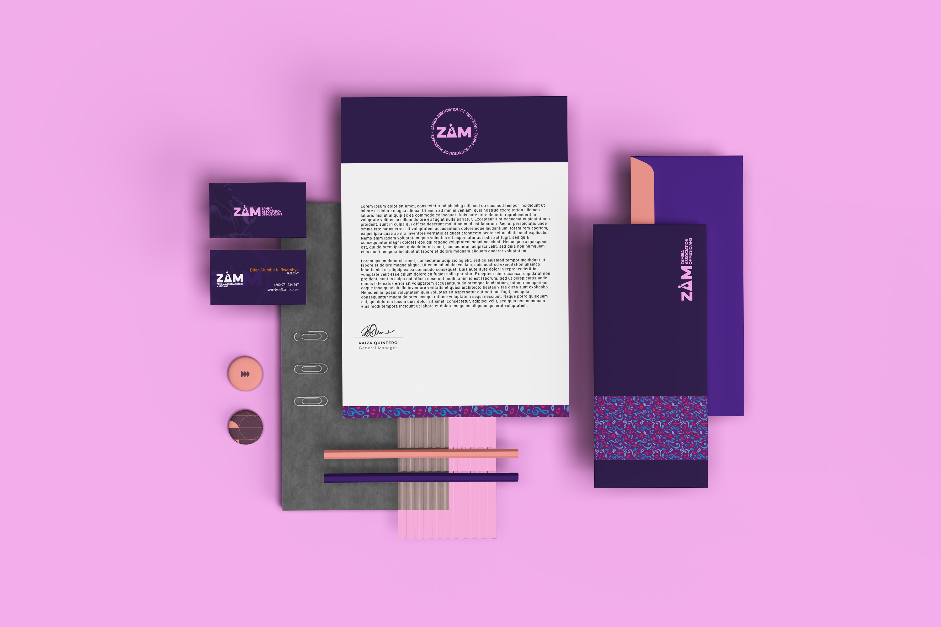ZAM stationery and identity system