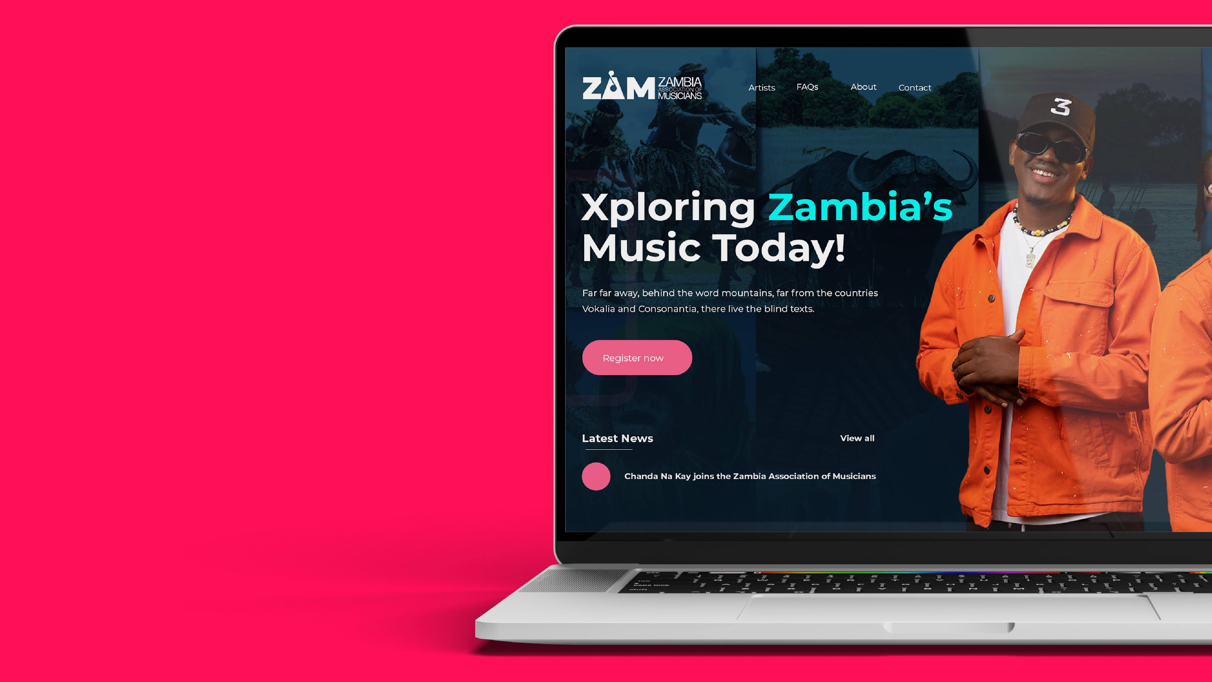 ZAM website design mockup