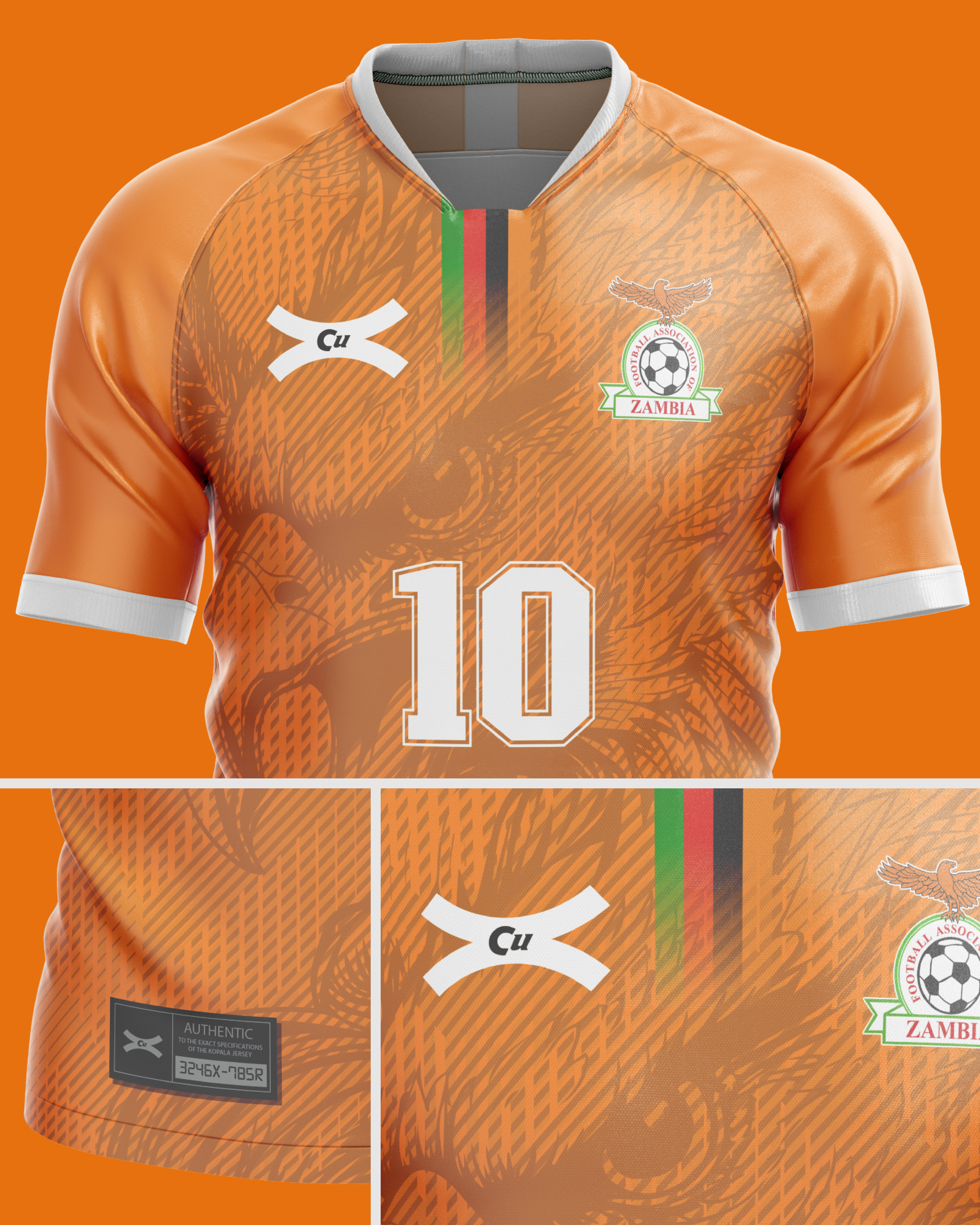 Orange football kit detail layout