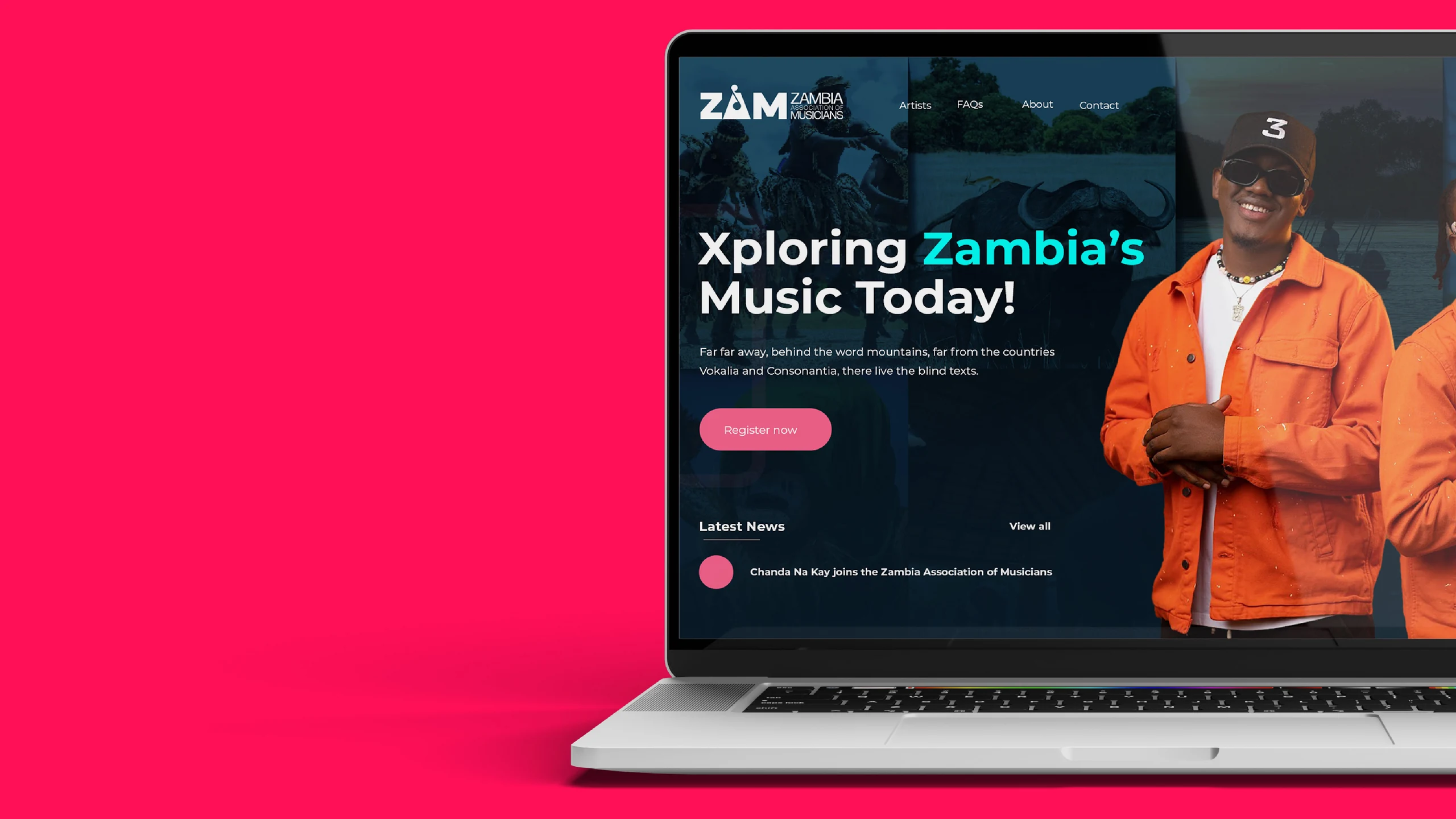 Web Designs portfolio featuring the Zambia Association of Musicians website
