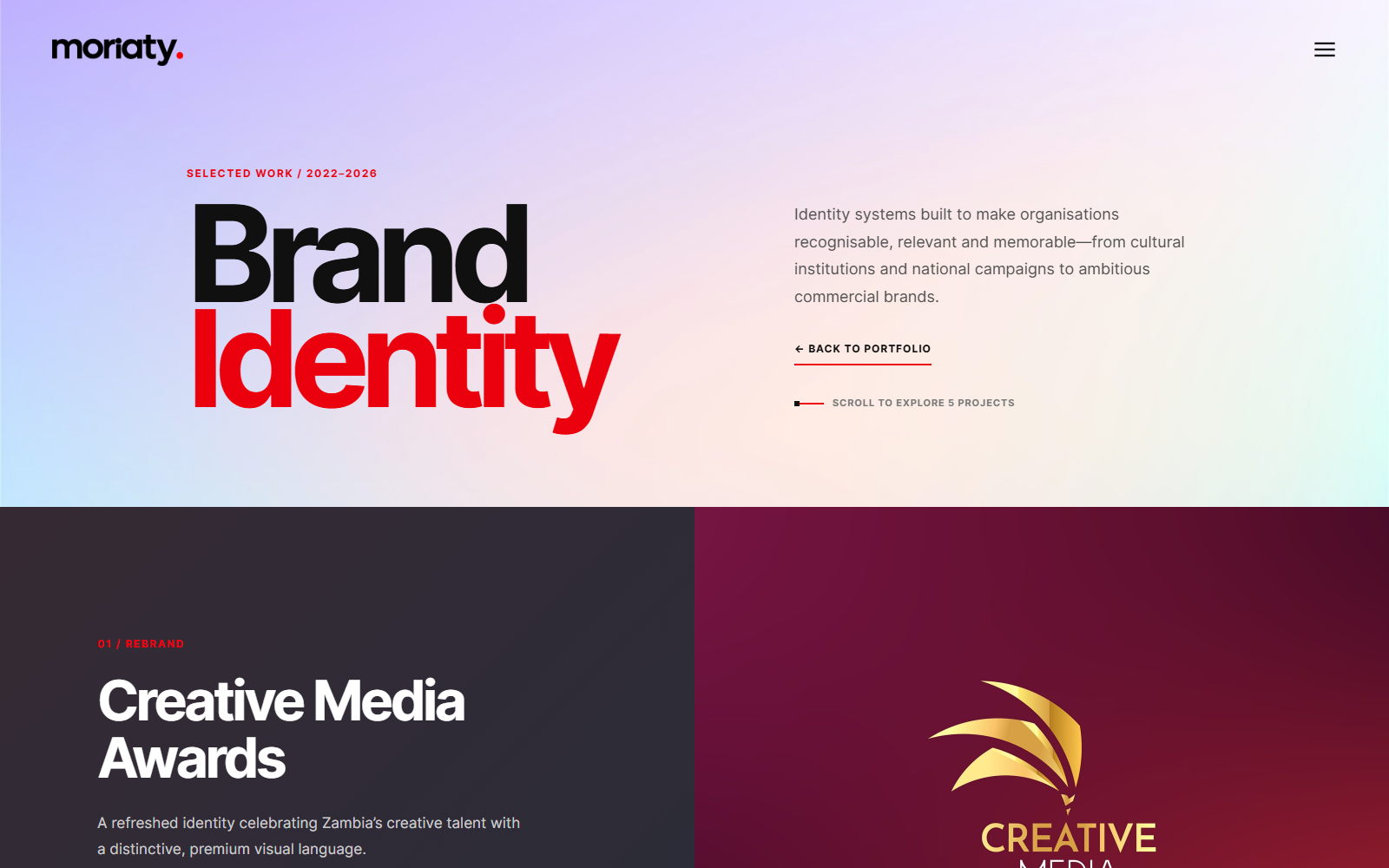 Brand identity portfolio website